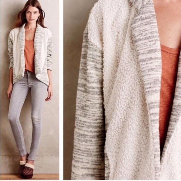 Anthropologie Saturday Sunday Fleece Sweater Jacket Shacket - Picture 2 of 13